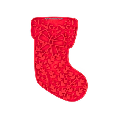 Red stocking-shaped Christmas dog lick mat - Christmas gift for dogs